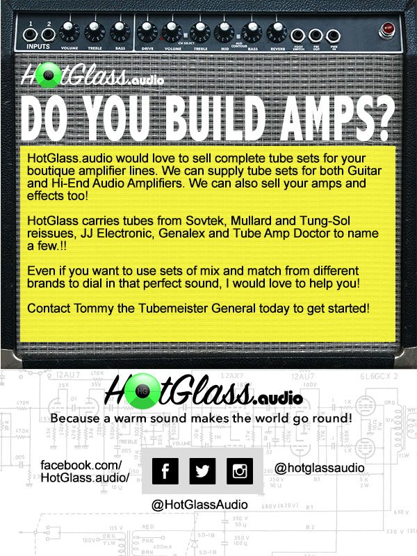 HotGlassAudio's tweet image. Do you build amps and would like to have us put together custom sets for your customers? Contact us and let's chat!