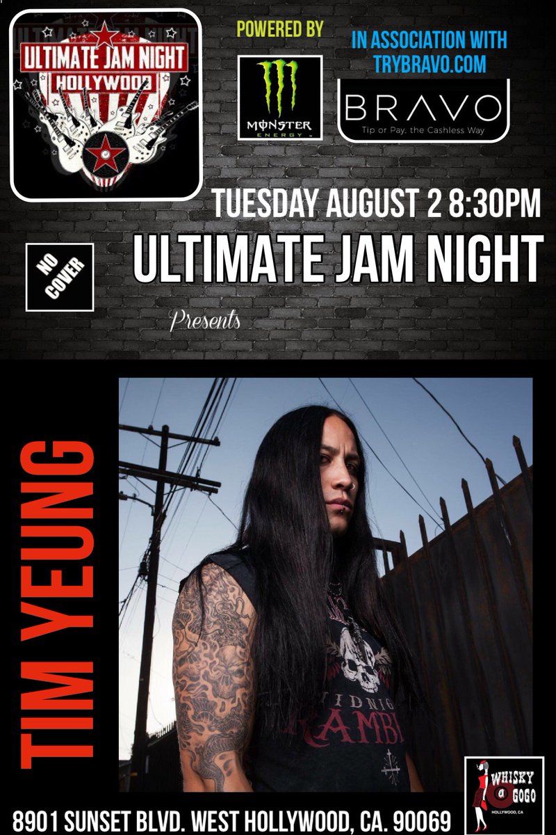 ultimate_jam's tweet photo. TIM YEUNG Tues 8/2 @TimYeung666 @JessicatChase @chuckwrightbass @Calif_Rock_News @Alumni_Radio @DrummerMagazine https://t.co/a4DbJ7o9mi