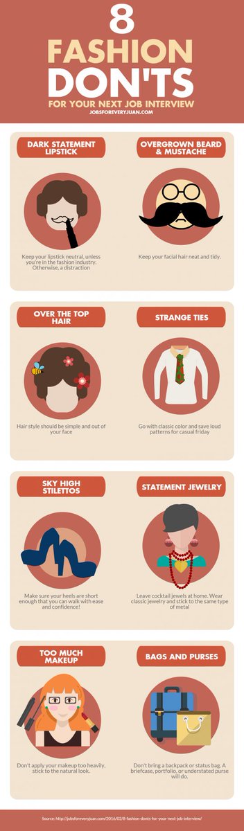 JobsforGraduate's tweet image. Now that you know what to wear during job interview, what are those 8 fashion don’ts?