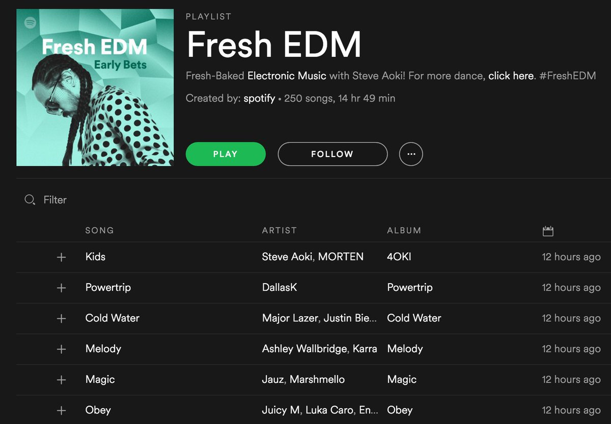 my song w/ @MORTENofficial top of #FRESHEDM on one of my fav @spotify playlists! check it! #4OKI https://t.co/JtdJzgZeQb