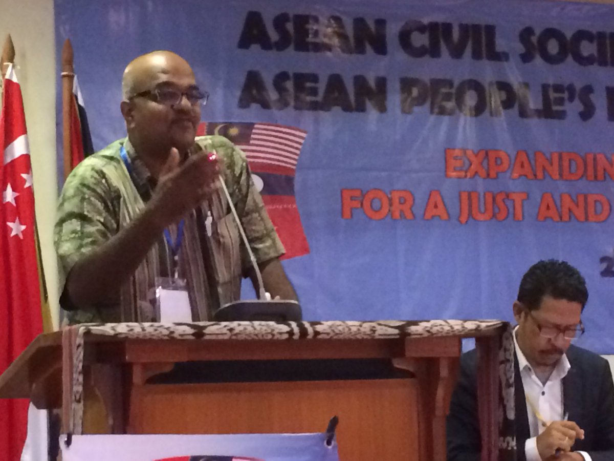.<a href="/AseanPF/">ASEAN Peoples' Forum</a> co-chair Jerald Joseph kicks off #APF2016 by introducing this year's #APFTownHall