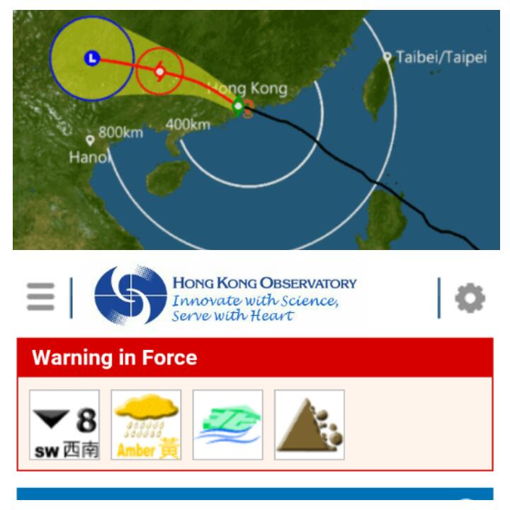 Typhoon 8, gusts of 120kmph, amber rain &amp; warnings for floods &amp; landslides. Its been quite a day &amp; it's only lunch!
