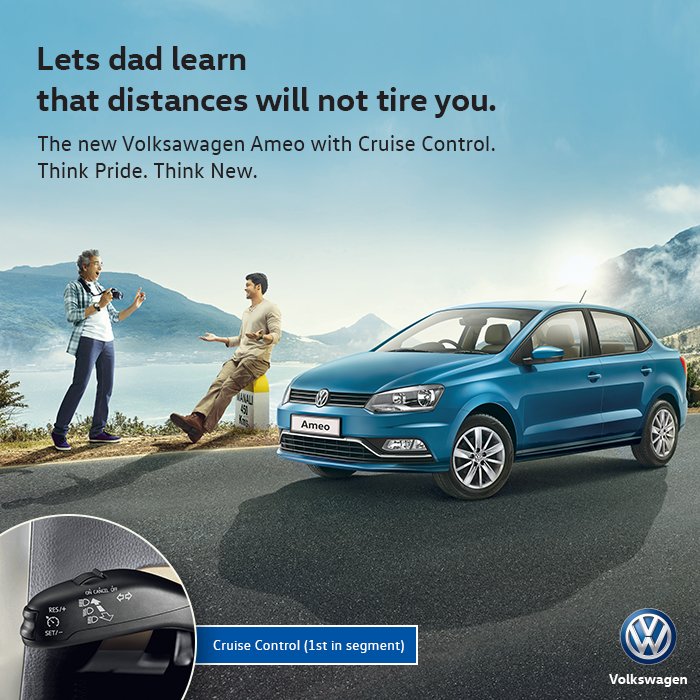 volkswagenindia's tweet photo. With Cruise Control in the Volkswagen Ameo, long drives were never this comfortable! Visit https://t.co/xhbqYhqPXI https://t.co/rPYF7VWj3d