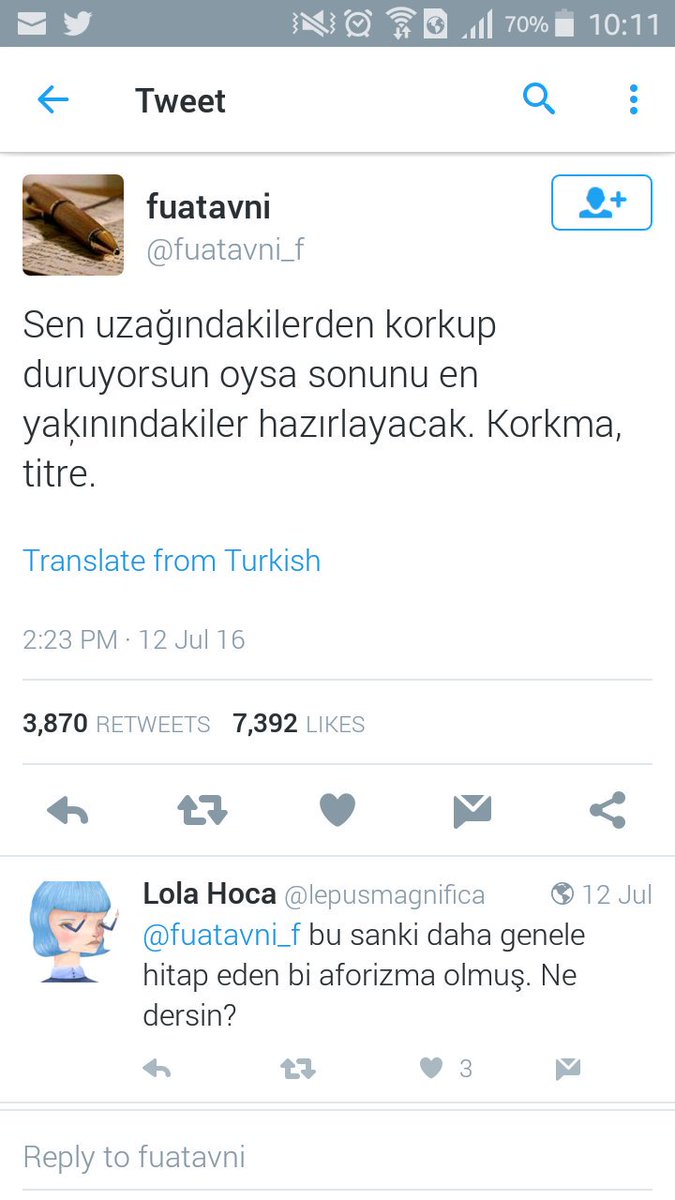 g_vugar's tweet photo. Fuat Avni bu twitt le söylüyo
#fuatavni
#15temmuzdarbesi
#darbeninöncedenplanı
#türkiye
#turkeywitherdogan
#darbe https://t.co/v1s4lh34sA