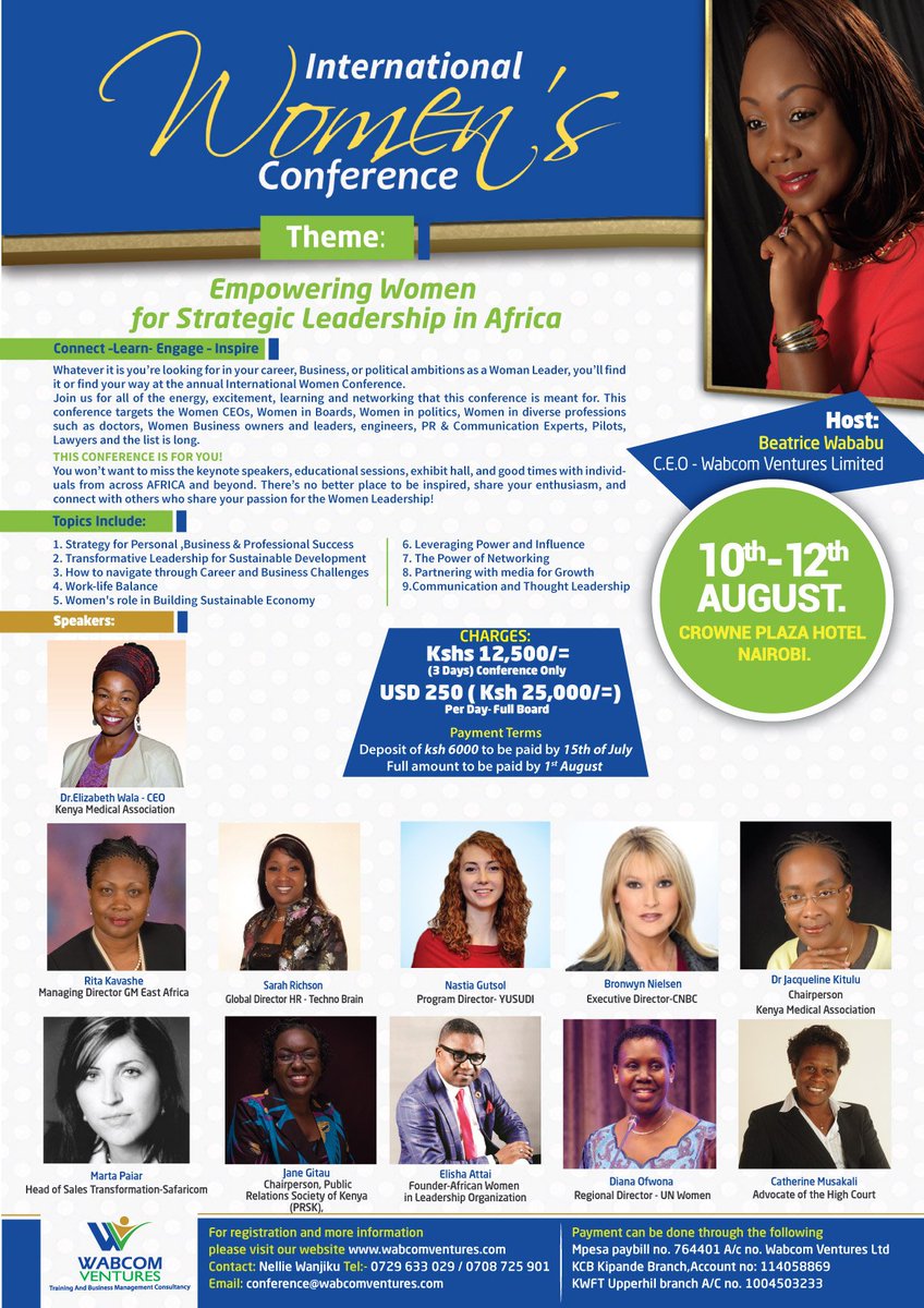 WabcomVentures's tweet photo. #internationalwomensconference2016 join us as we talk about empowering women for strategic leadership in Africa. https://t.co/fh4qOXNHBv