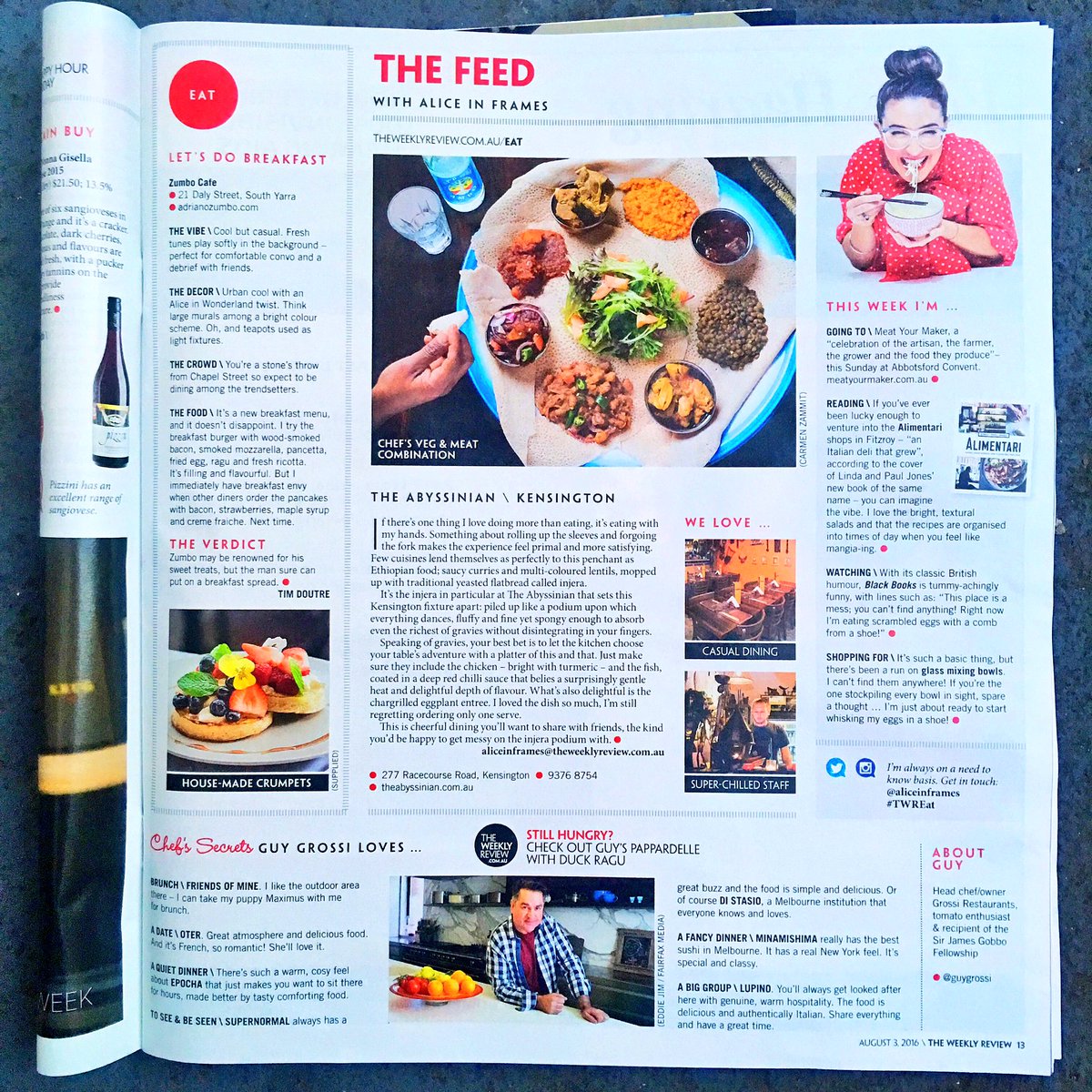 Alice Zaslavsky (@aliceinframes) on Twitter photo This week! In <a href="/theweeklyreview/">The Weekly Review</a>!
Hands-on dining in #Kensington!
<a href="/GuyGrossi/">Guy Grossi</a> leans in!
<a href="/meatyourmakerAU/">Meat Your Maker</a> gets plugged! This week! In <a href="/theweeklyreview/">The Weekly Review</a>!
Hands-on dining in #Kensington!
<a href="/GuyGrossi/">Guy Grossi</a> leans in!
<a href="/meatyourmakerAU/">Meat Your Maker</a> gets plugged!