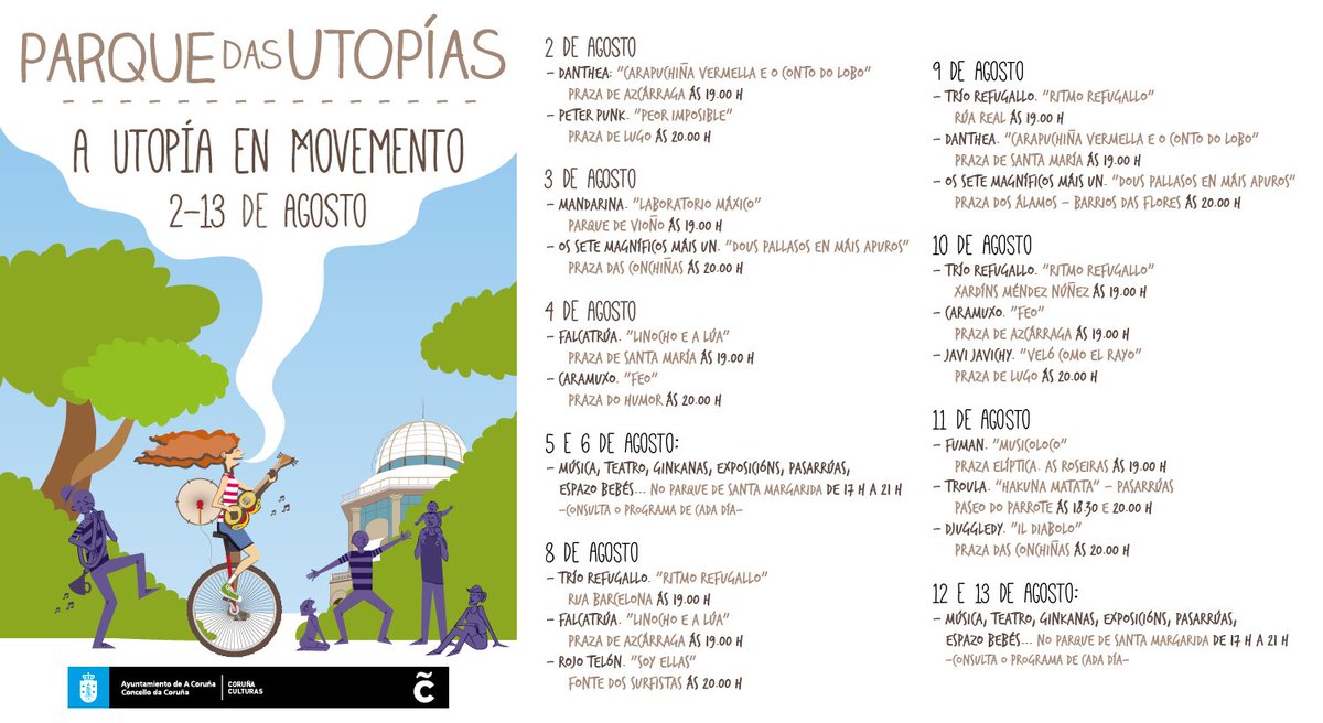 Arrinca nas #FestasMariaPita da Coruña #AUtopíaEnMovemento! Hoxe #Danthea e <a href="/PeterPunkClown/">Peter Punk Pallaso</a> !