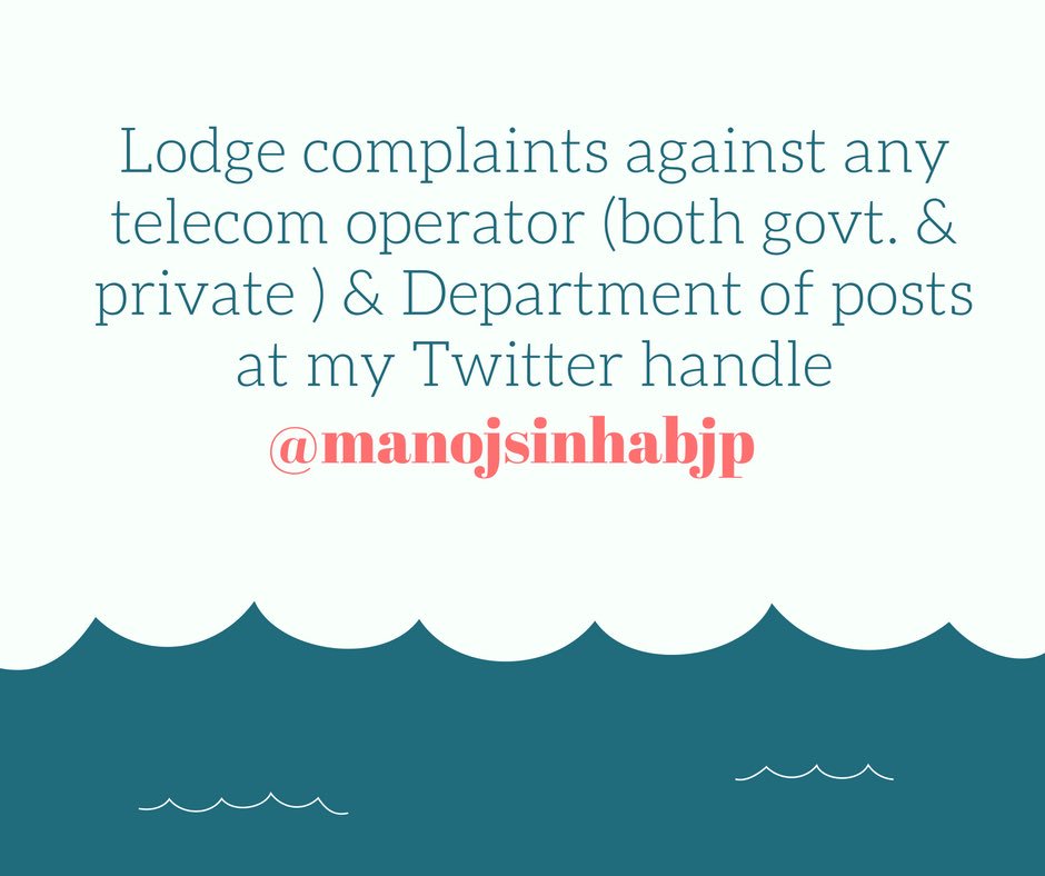 manojsinha_'s tweet photo. Lodge complaints against any telecom operator &amp; Department of posts at my Twitter handle @manojsinhabjp . https://t.co/yvTJkkzakj