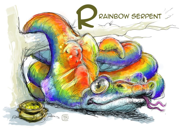 #AnimalAlphabets a catch up piece the missing R is 4 #RainbowSerpent
 theres always a catch to these things Doh! 😒😀