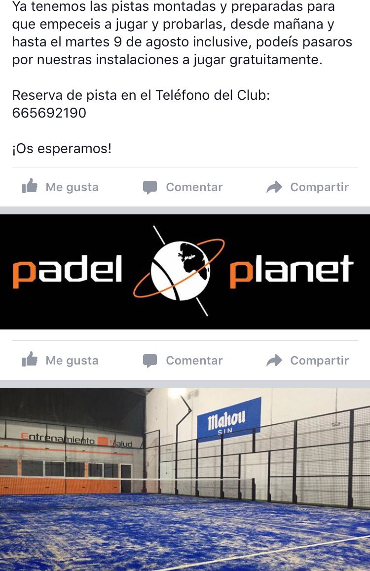 Desde mañana y hasta el martes 9 de agosto ven a jugar gratis a nuestras nuevas pistas de Padel.