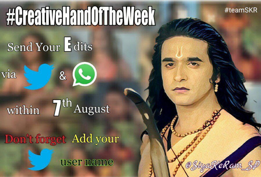 SiyaKeRam_SP's tweet image. Don&apos;t forget to send us your edits on Ram. 
#CreativeHandOfTheWeek contest 
@ashish30sharma 
Within 7th August