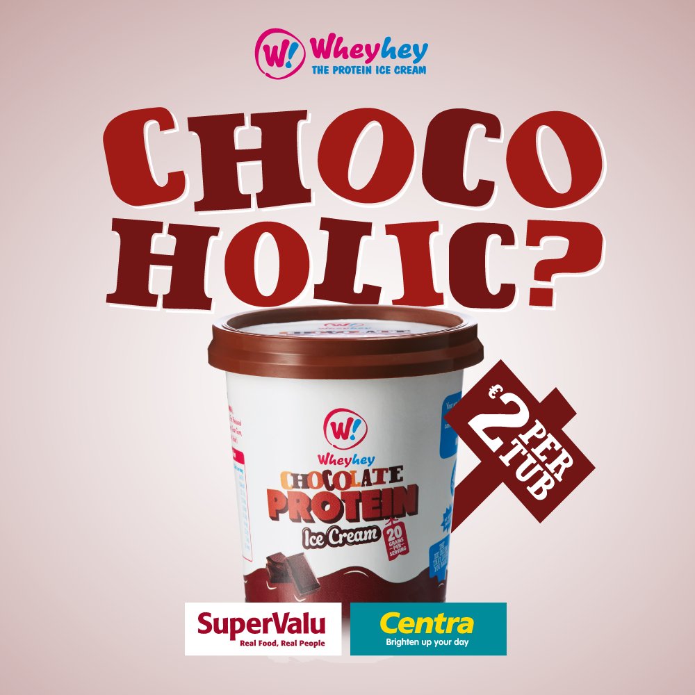 WheyheyIreland's tweet photo. We are still on offer! ☀️🎉 Pick up a pot for ONLY €2🍦😍😜 @SuperValuIRL @CentraIRL #healthy #winning #protein #fit https://t.co/Yj9gZFTCmx