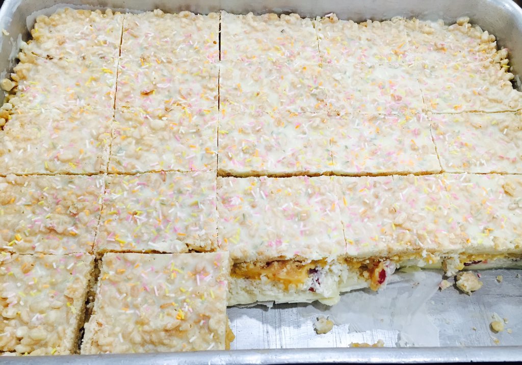 CelebrationsOT's tweet photo. Tray of honeymoon slice freshly made this morning for your #flycup #fancypiece #eatlocal #aberdeenshire #turriff https://t.co/lz3xePO4P9