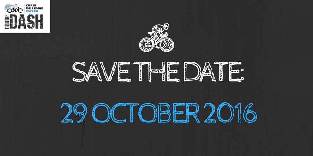 durbiedash's tweet photo. Have you saved the date? DON'T MISS OUT! CWC Durbie Dash will be on the 29th of October 2016! #DurbieDash https://t.co/YG7up5IGmG