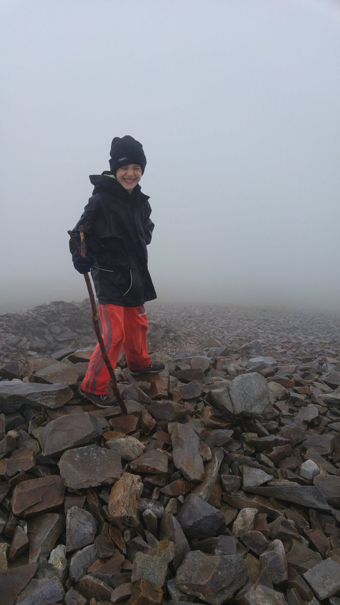 davepitch's tweet photo. First mountain for my youngest today. Really proud. Mynnyd Mawr, view was excellent. 😕 https://t.co/Vr7Ddn4b43