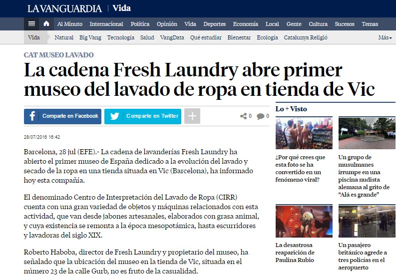 FreshWashingCO's tweet photo. Fresh está presente en los medios. @LaVanguardia también habla del Museo del Lavado en Vic! https://t.co/4adjyT7jo8 https://t.co/ARMxR0YqdS