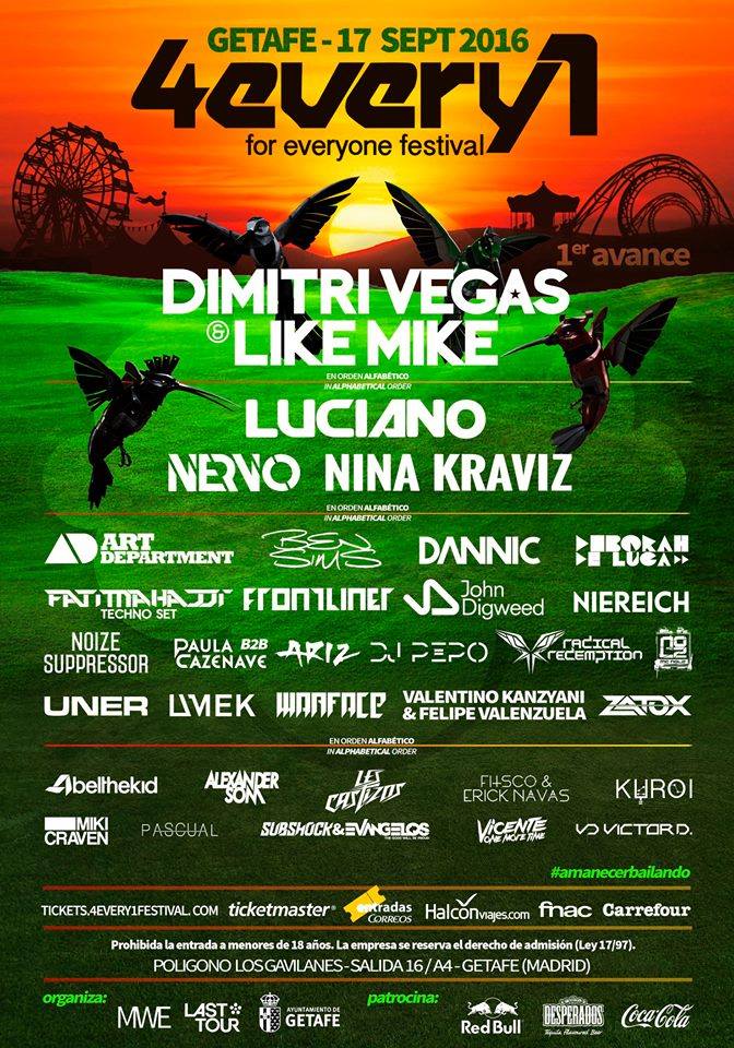 Gofans_web's tweet photo. Cada vez falta menos para el @4every1Festival. Os dejamos el #cartel con algunos de los artistas que actuarán 🎡🎧🎤 https://t.co/soyEpHKFPH