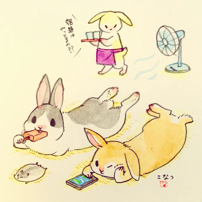 だら〜っと伸びるウサギたち 