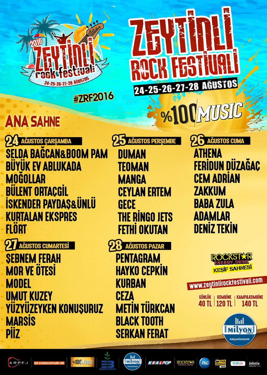 Gönderimizi RT'leyen 3 KİŞİYE #ZRF2016 KOMBİNE + KAMP bileti hediye!
Biletler Biletix'te: 
👉 bit.ly/zrf2016
