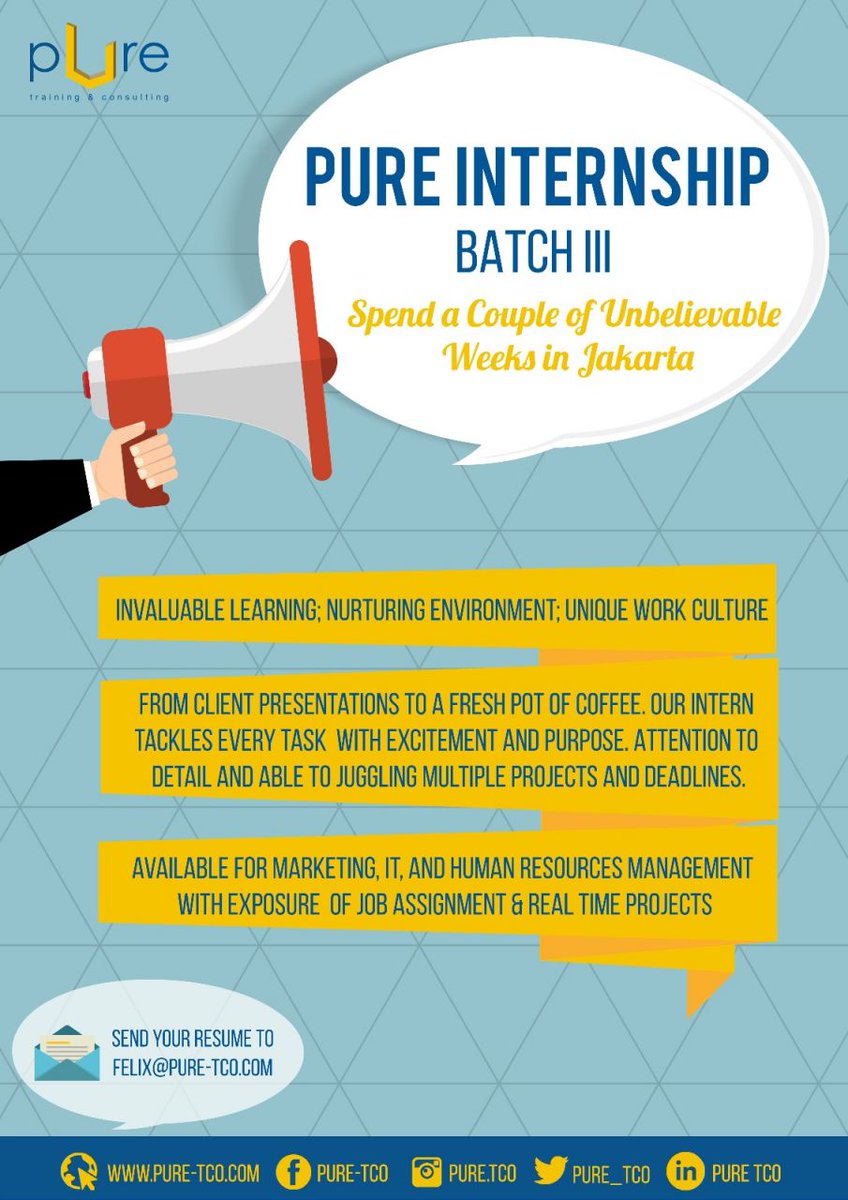 Pure_tco's tweet photo. CALL FOR LEARNING! Pure tco membuka kesempatan bagi para mahasiswa untuk mengikuti program internship batch 3  (1) https://t.co/ZoKFADZA90