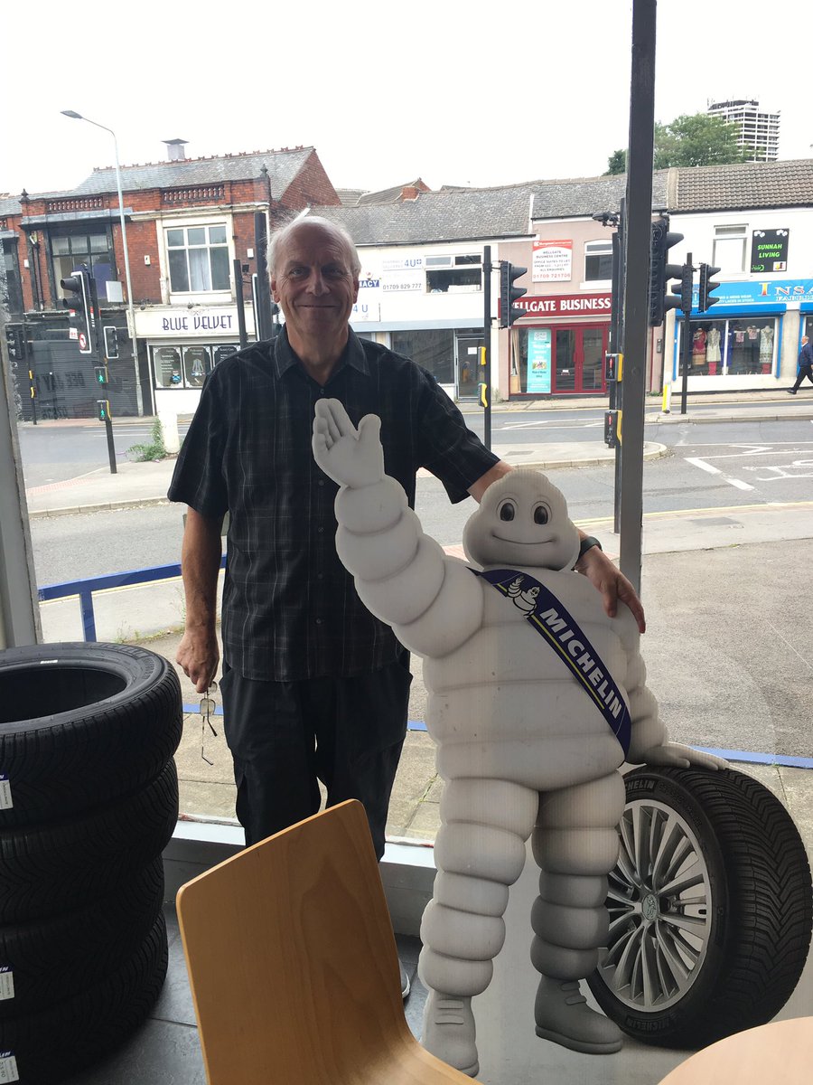 Charles hoping to win himself some new cross climate tyres 😂 <a href="/Matthewpickles9/">Matthew pickles</a> <a href="/Kwik_Fit/">Kwik-Fit</a> #michelinman #bibendum