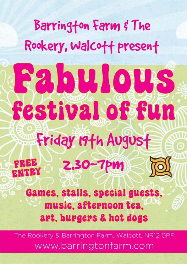 "Fabulous festival of fun" in the school holidays, Friday 19th August. Head to <a href="/BarringtonFarm/">Barrington Farm</a> Have a great day