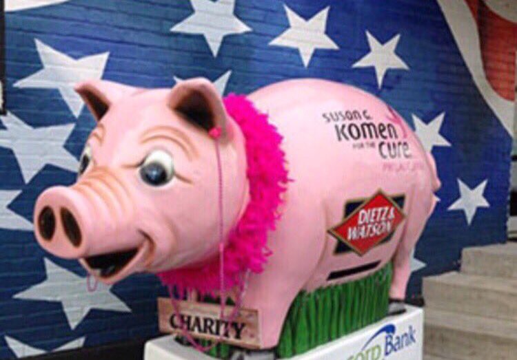 out_nite's tweet photo. Drop a few coins in the @SusanGKomen Big Pig at Night Out and support research. #PrettyinPig #MorrisvillePa https://t.co/xVZyjx4pWw