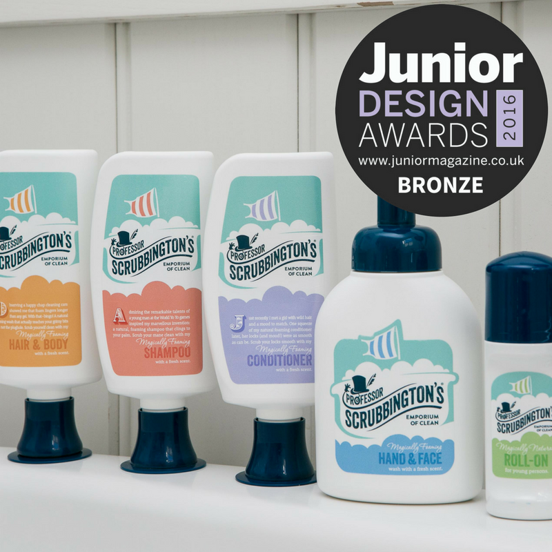 Scrubbingtons's tweet photo. We won Bronze in @JuniorMagazine Junior Design Awards: Best Children’s Toiletries Collection category! #JDA2016 https://t.co/aSnXYJB7l5