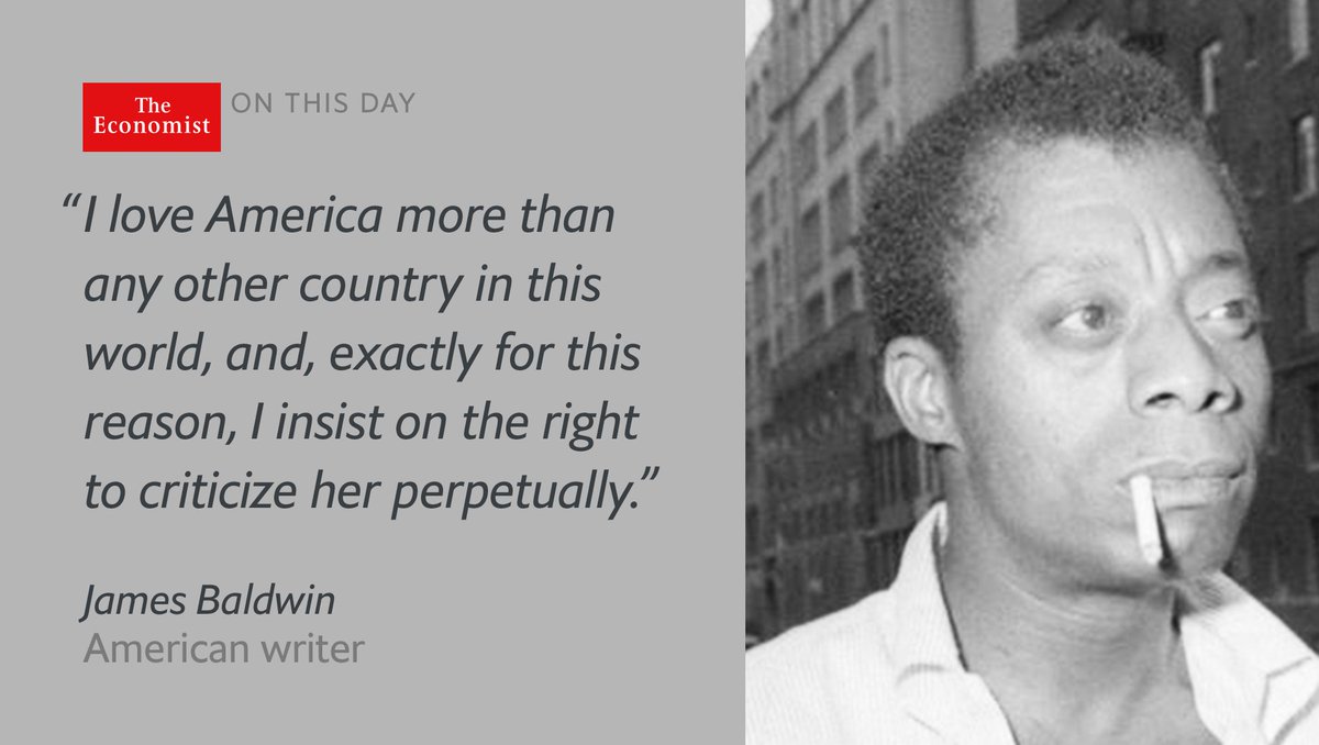 The African-American writer—and civil-rights figurehead—James Baldwin was born #onthisday 1924