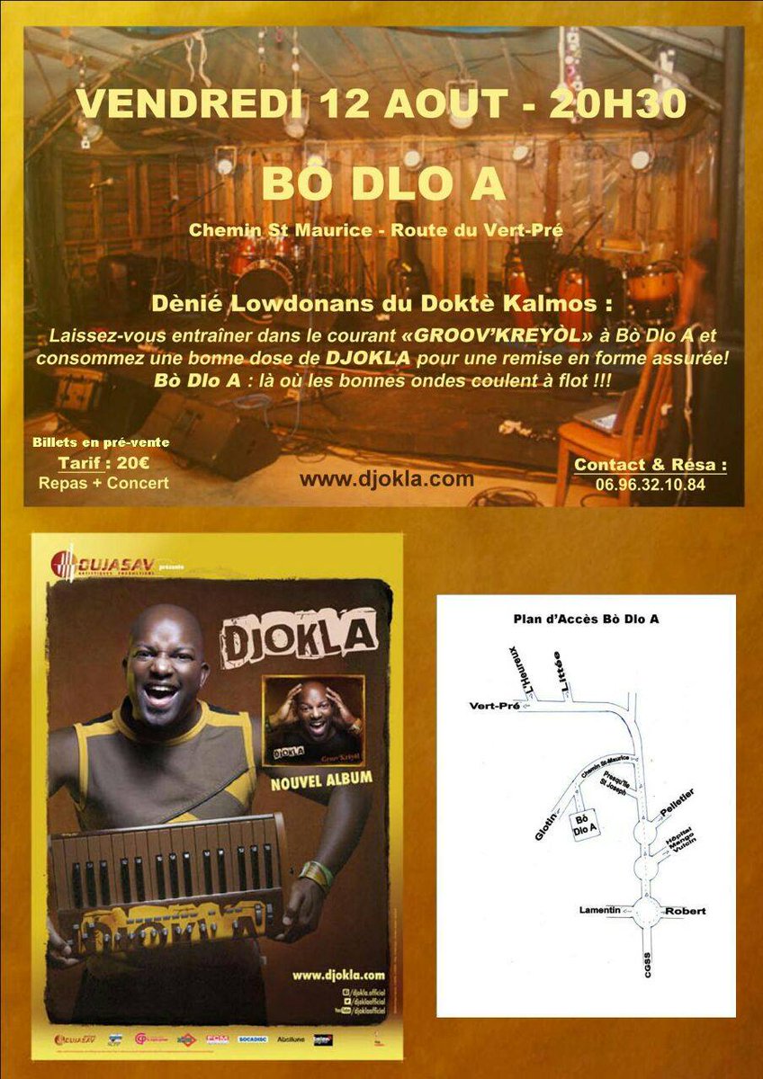 Djoklaofficial's tweet photo. Mézanmi dernière date #GroovKréyòl #live #Martinique #SaveTheDate Vendredi 12 AOÛT à Bô Dlo A  #GoodVibes Yeah! https://t.co/eGwEfOHbhx