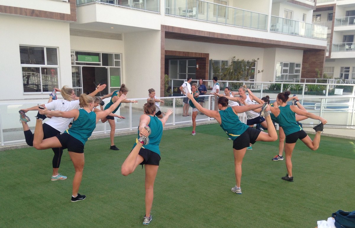 Women's Water Polo team not missing a beat getting in a solid training session this morning in #Rio. #OneTeam
