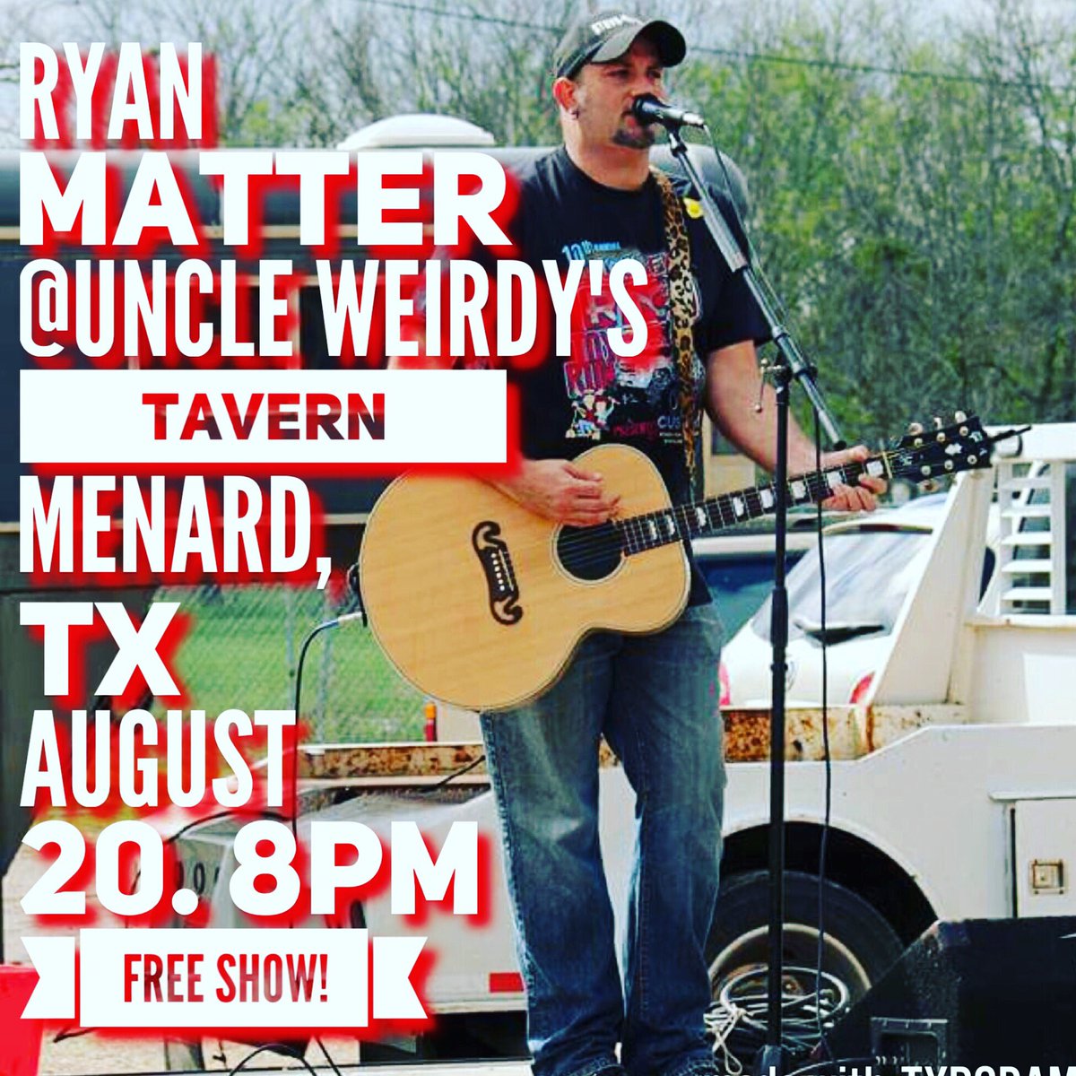 UncleWeirdys's tweet photo. @unjustifiedmtrs Ryan Matter at Uncle Weirdy's, August 20! https://t.co/10lAm51ZCB