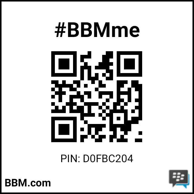 #BBMme PIN: D0FBC204
pin.bbm.com/D0FBC204