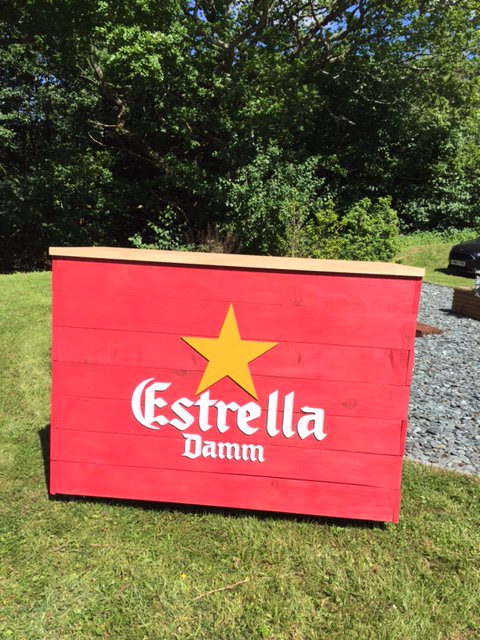 Fullcircle247's tweet photo. Personalised bar bespoke for Estrella Damm.  Manafactured in-house, looking good! https://t.co/NiBZ3pG7iq