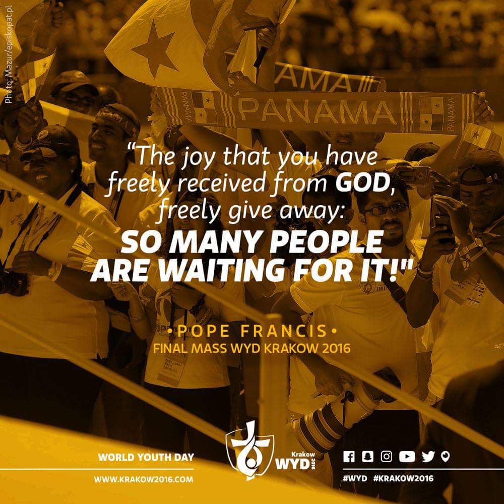 a_delbridge's tweet photo. Let's bring spirit and joy back home, so when people meet us, they know what World Youth Day was all about #bneWYD16 https://t.co/zri1awuRST