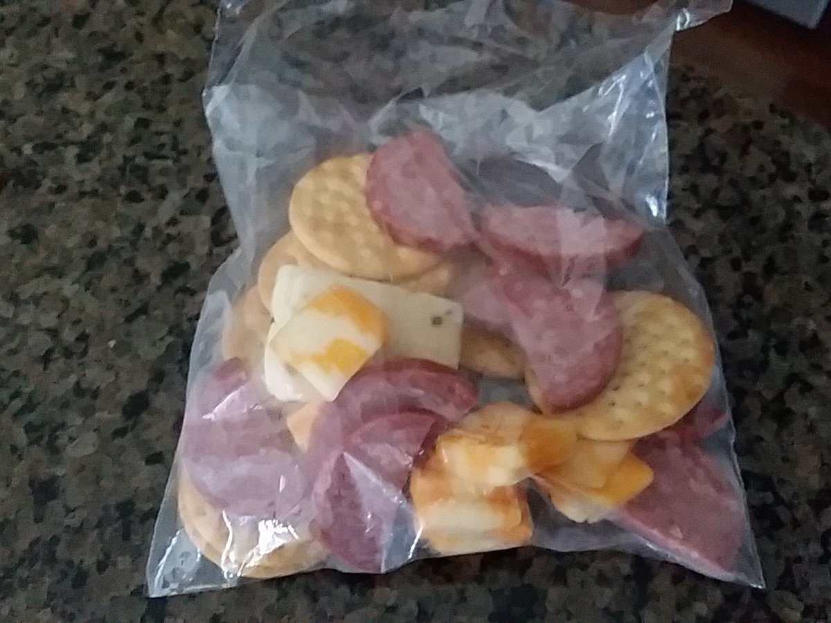 MartyisKocon's tweet photo. Bagged up remnants of a meat/cheese tray &amp; realized made an adult lunchable. #90sKid #StillNeedsCapriSun https://t.co/JmQActmFHd