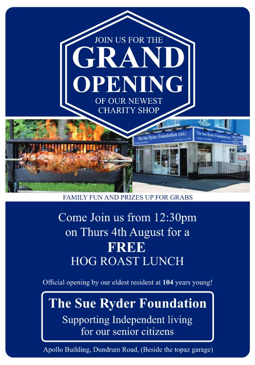 SueRyderIreland's tweet photo. Join us this Thursday for our official opening of our Dundrum Shop!
#SueRyderFoundation https://t.co/viyM9dET6x
