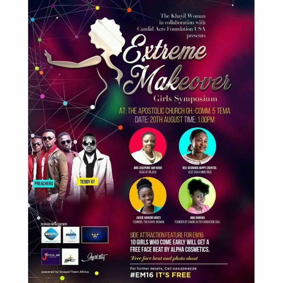 XtianEventsgh's tweet photo. #GhCE
EXTREME MAKEOVER
📆 20th August 2016
#GhCE1
#AugustEvents
#TemaEvents
#ThinkEternity
@jackiehanson__ https://t.co/vnPZsh9zFN