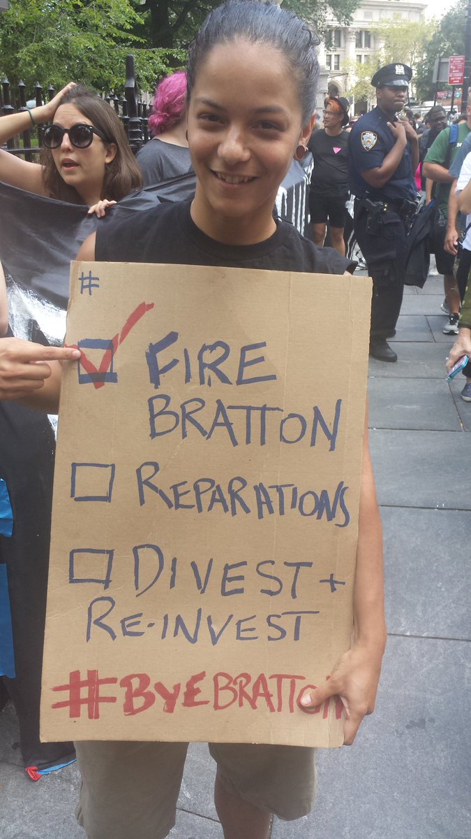 MillionsMarch's tweet photo. #ShutDownCityHallNYC 1 down 2 to go! #FireBratton #ReparationsNow #DefundNYPD, 3 steps to how we #AbolishPolice https://t.co/tP4LgKPDKH