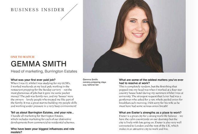 Our Head of Marketing, Gemma, is the One to Watch in <a href="/ExeterLiving/">Exeter Living</a> latest ed. Read more p72! ow.ly/LZ0c302QQyc