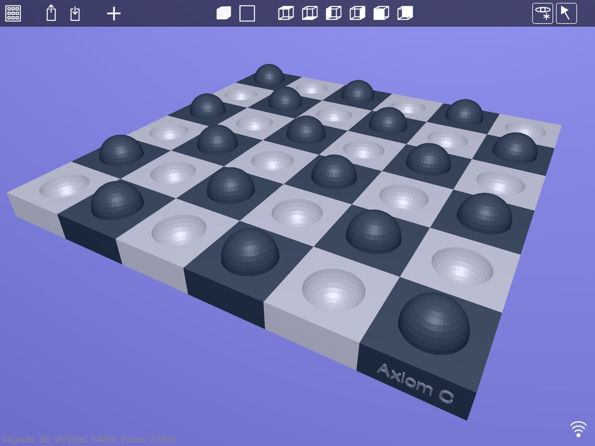 lumicube_com's tweet photo. An #Axiom #Chess variant, an addition to my #game Axiom - quick #3D sketch of possible board using #Cadbox on iPad. https://t.co/3Oq7t2BsH4