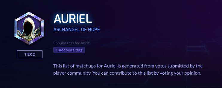 HeroesCounters's tweet photo. If you're playing Auriel on the PTR, you can already vote her counters and tier:
https://t.co/xNZ5jk2vB7 https://t.co/kxQBkYkZih