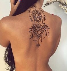Image result for between the shoulder blades tattoos  Small lotus tattoo  Flower tattoo Flower tattoo shoulder