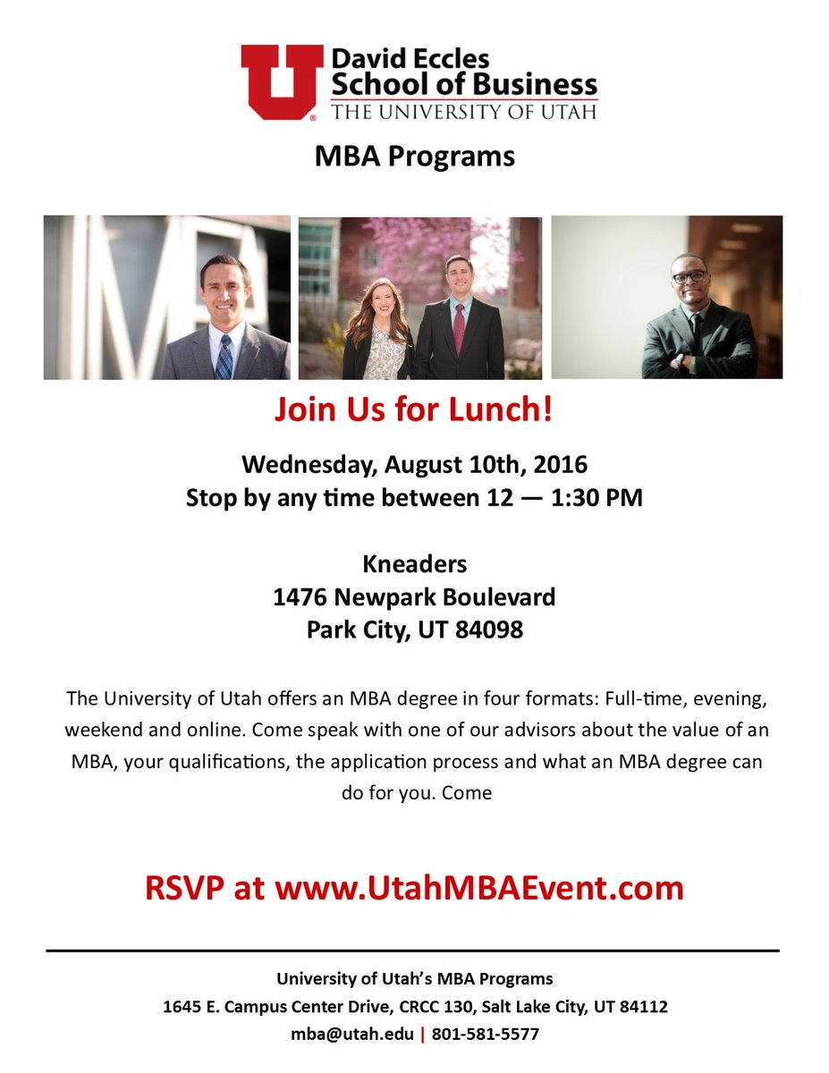 UtahPMBA's tweet image. Working in #ParkCity? Stop by #Kneaders next Wednesday to learn more &amp;amp; lunch is on us! eccles.force.com/pmba/CPSEvents…
