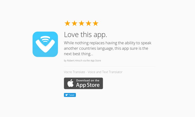 vocre's tweet photo. 5 Star Review: "Love this app.: While nothing replaces having the ability to speak another…" https://t.co/GZbDHrOkoQ https://t.co/3H08ixFnoS
