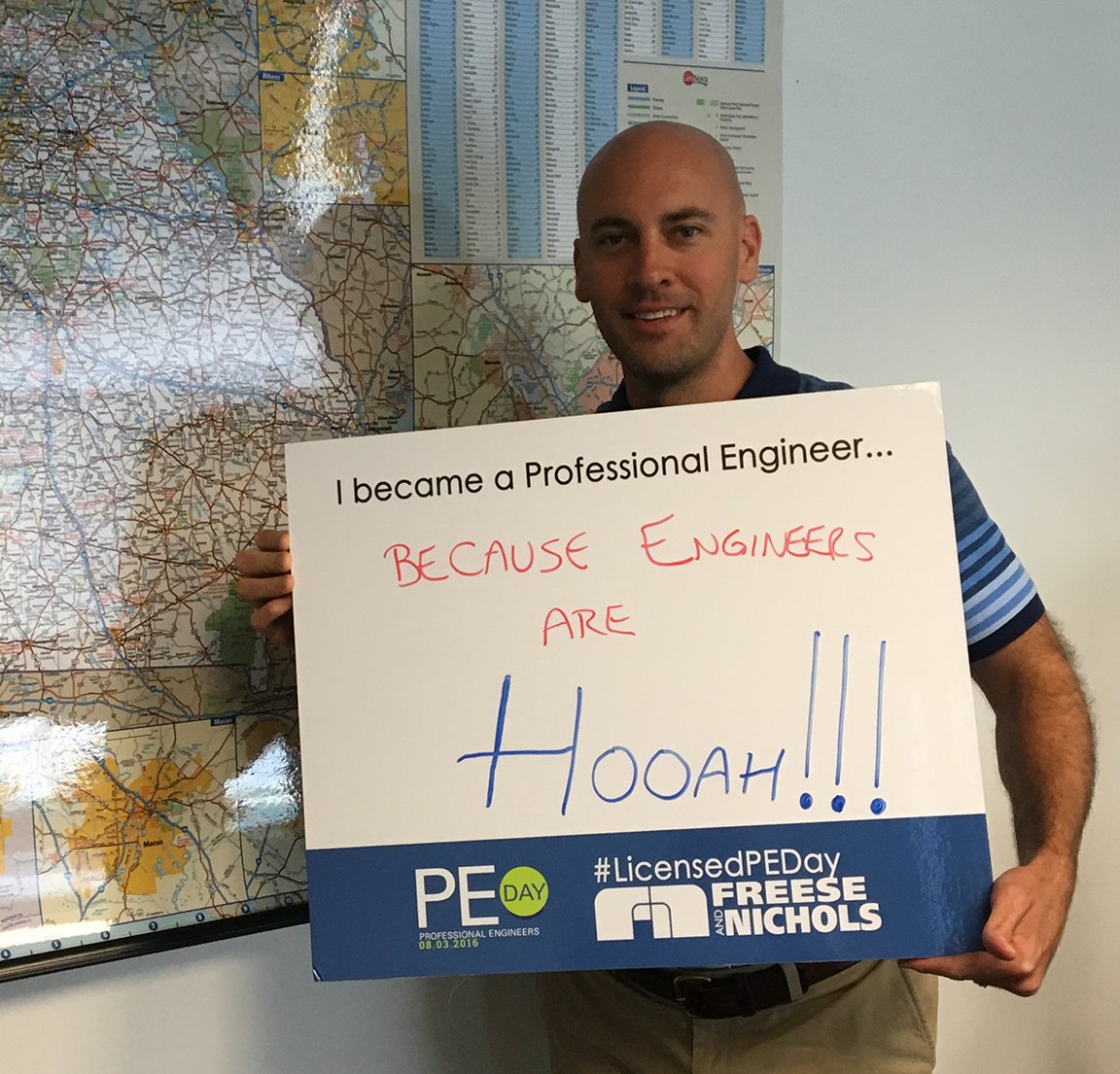 FreeseNichols's tweet photo. Trooper became a PE because engineers are #HOOAH! #LicensedPEDay Former #USArmyEngineer https://t.co/cFL9LMqnV9