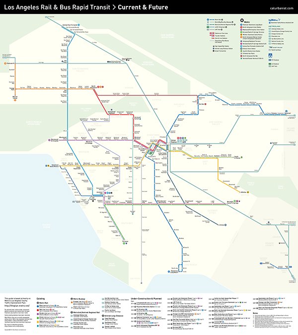 LAist's tweet photo. This Dreamy Map Shows The Potential Future Of L.A.'s Transit System https://t.co/oFtzUMixVw https://t.co/FRunSoxHpm