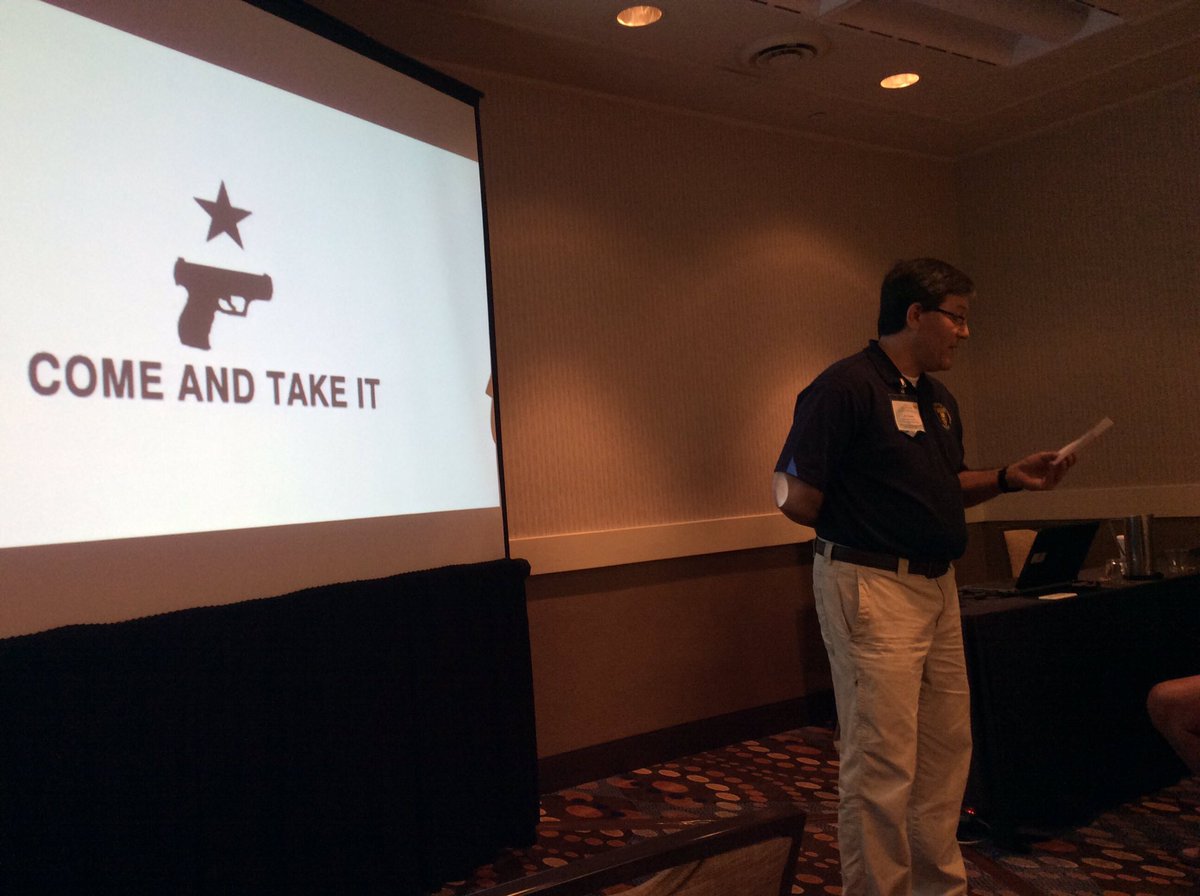 RidgeReaper68's tweet photo. Last class of the conference for us #ComeAndTakeIt (TX Weapons Law) @tcpaaa
#tcpaaa #OpenCarry #CampusCarry #2A https://t.co/zZ4fJskGoD