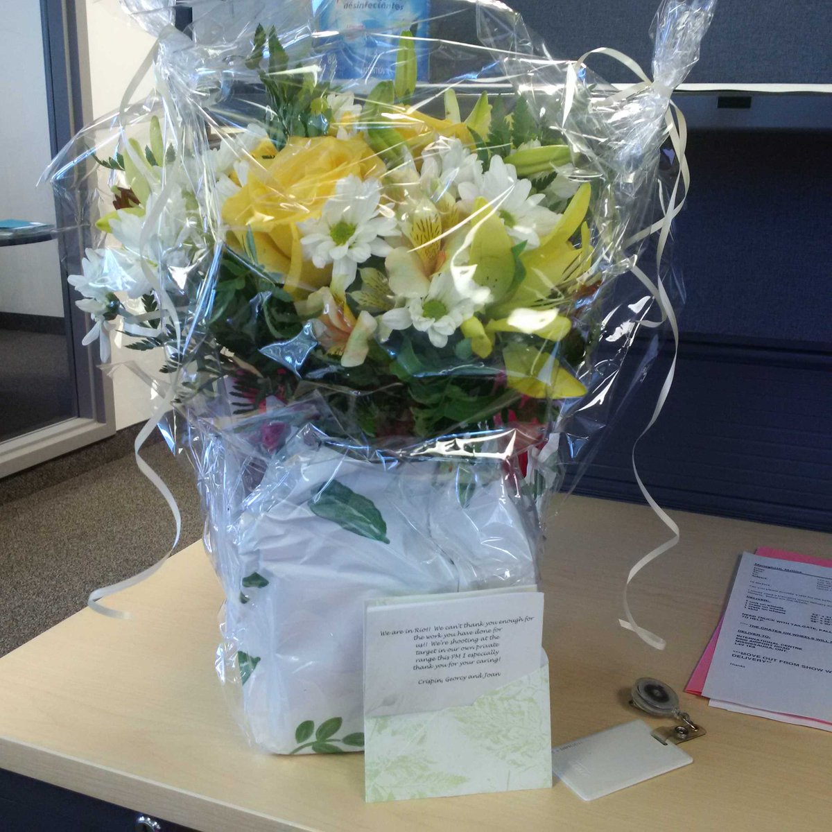 mmspaghetti's tweet photo. An amazing surprise at work! Thanks @crispin_duenas, Georcy &amp; Joan! From SCI White Glove #goforgold @TeamCanada https://t.co/vF6NTvoqsc