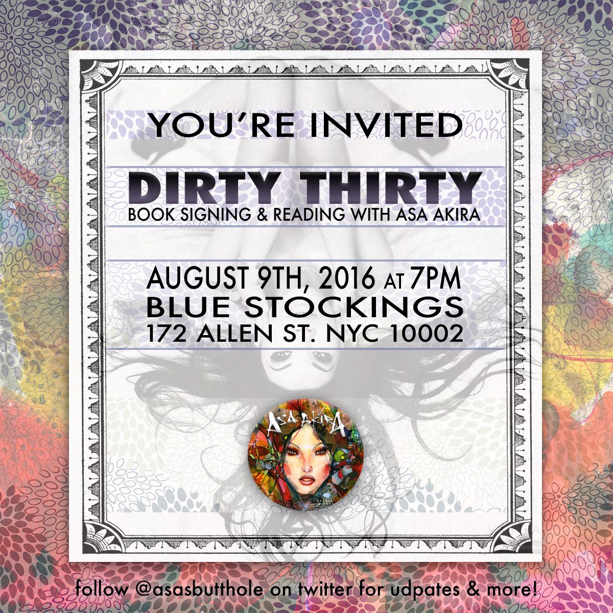 AsasButthole's tweet photo. NYC!
8/8 6pm: Signing at @BNUnionSquareNY 
8/9 7pm: Signing @bluestockings 
8/12 8pm: AnalSex101 at HouseOfScorpio https://t.co/QXkUBEaYZg